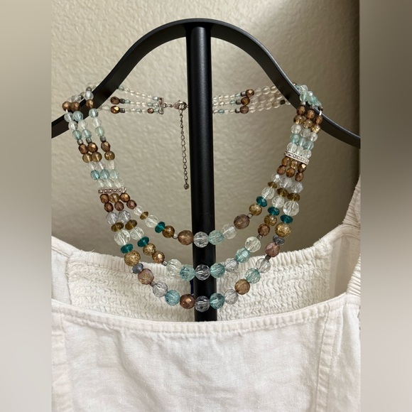 Elegant Beaded Necklace with Brown and Teal Accents - Picture 6 of 7